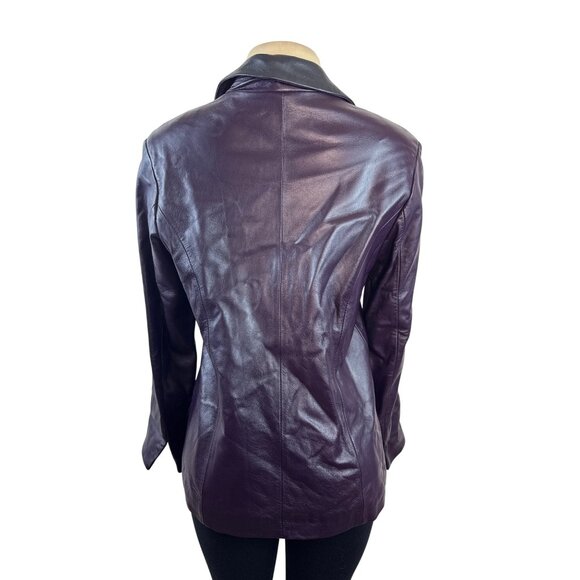 Pierotucci Womens Purple Leather Jacket With Zipper Closure Size 42 - Picture 3 of 8